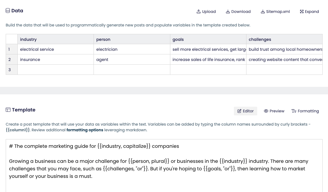 programmatic SEO campaign screenshot